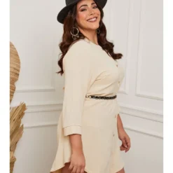 Jurk "Bent" Beige -Exporteren Mooie Look Winkel plus size company jurk bent beige 2