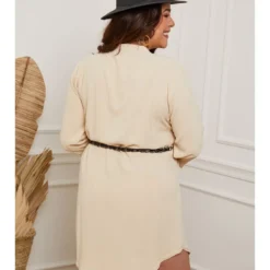 Jurk "Bent" Beige -Exporteren Mooie Look Winkel plus size company jurk bent beige 3