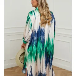 Jurk Blauw/groen/wit -Exporteren Mooie Look Winkel plus size company jurk blauw groen wit 2