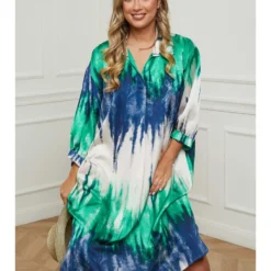 Jurk Blauw/groen/wit