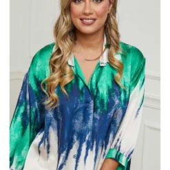 Jurk Blauw/groen/wit -Exporteren Mooie Look Winkel plus size company jurk blauw groen wit 3