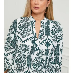 Jurk "Iviquel" Wit/donkergroen -Exporteren Mooie Look Winkel plus size company jurk iviquel wit donkergroen 3