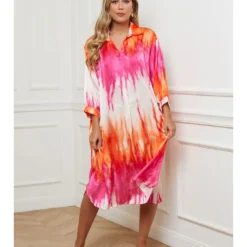 Jurk Roze/oranje/wit