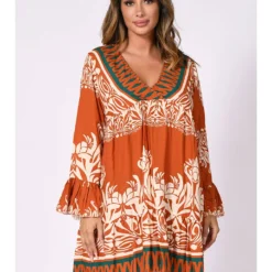 Jurk "Sibyl" Oranje/crème