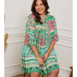 Jurk "Suli" Groen -Exporteren Mooie Look Winkel plus size company jurk suli groen 2