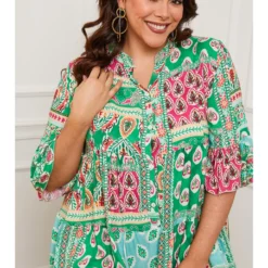 Jurk "Suli" Groen -Exporteren Mooie Look Winkel plus size company jurk suli groen 3