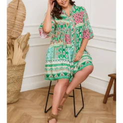 Jurk "Suli" Groen -Exporteren Mooie Look Winkel plus size company jurk suli groen 4