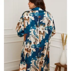 Jurk "Tendry" Blauw -Exporteren Mooie Look Winkel plus size company jurk tendry blauw 2