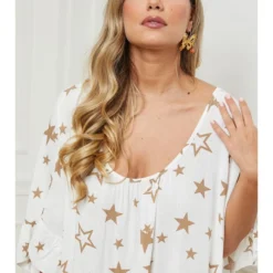 Jurk Wit/lichtbruin -Exporteren Mooie Look Winkel plus size company jurk wit lichtbruin 3