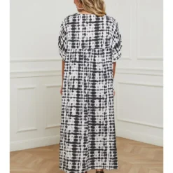 Jurk Wit/zwart -Exporteren Mooie Look Winkel plus size company jurk wit zwart 3
