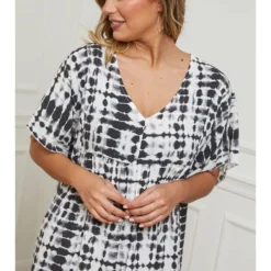 Jurk Wit/zwart -Exporteren Mooie Look Winkel plus size company jurk wit zwart 4