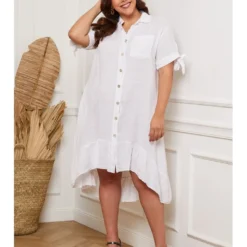 Linnen Jurk "Bosnik" Wit