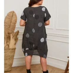 Linnen Jurk "Calixa" Antraciet -Exporteren Mooie Look Winkel plus size company linnen jurk calixa antraciet 2