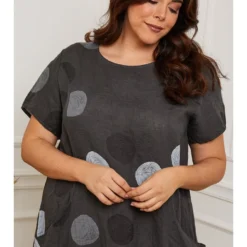 Linnen Jurk "Calixa" Antraciet -Exporteren Mooie Look Winkel plus size company linnen jurk calixa antraciet 3