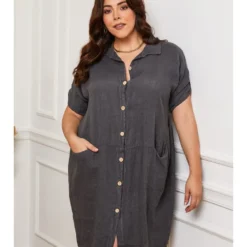 Linnen Jurk "Claudine" Antraciet