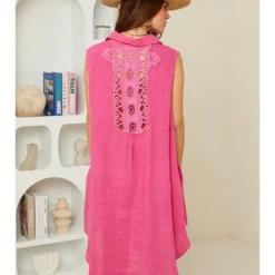 Exporteren Mooie Look Winkel -Exporteren Mooie Look Winkel rodier lin linnen jurk roze 1