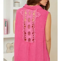 Linnen Jurk Roze -Exporteren Mooie Look Winkel rodier lin linnen jurk roze 3