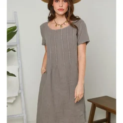 Linnen Jurk Taupe