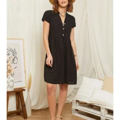 Linnen Jurk Zwart