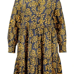 Jurk Geel/donkerblauw -Exporteren Mooie Look Winkel samoon jurk geel donkerblauw 2