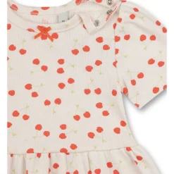 Jurk Crème/rood -Exporteren Mooie Look Winkel sanetta kidswear jurk creme rood 2