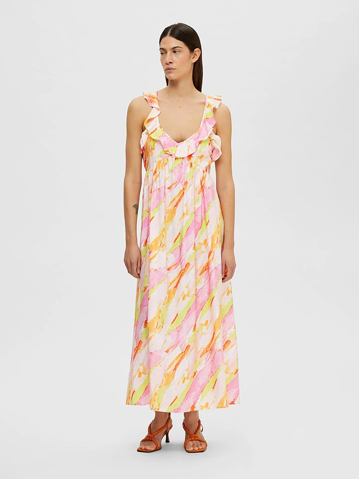 Selected Femme Jurk Lichtroze/geel 2 Selected Femme Jurk Lichtroze/geel - Afbeelding 2