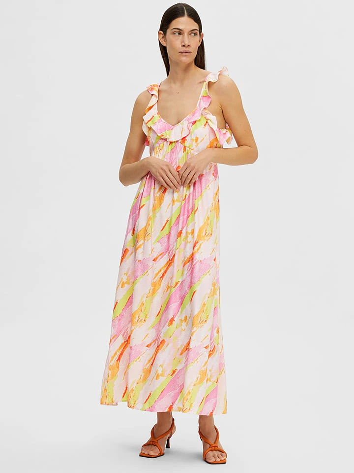 Selected Femme Jurk Lichtroze/geel 3 Selected Femme Jurk Lichtroze/geel - Afbeelding 3