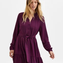 Selected Femme Jurk "Mivia" Pruimkleurig -Exporteren Mooie Look Winkel selected femme jurk mivia pruimkleurig 4