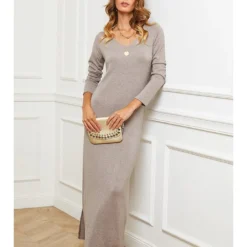 Gebreide Jurk "Abalone" Taupe