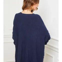 Gebreide Jurk "Farjo" Blauw -Exporteren Mooie Look Winkel so cachemire gebreide jurk farjo blauw 2