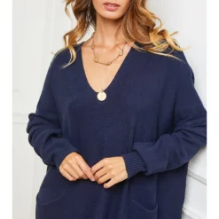 Gebreide Jurk "Farjo" Blauw -Exporteren Mooie Look Winkel so cachemire gebreide jurk farjo blauw 3