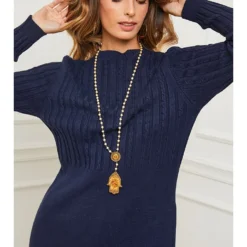 Gebreide Jurk "Garcy" Blauw -Exporteren Mooie Look Winkel so cachemire gebreide jurk garcy blauw 3