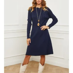 Gebreide Jurk "Garcy" Blauw -Exporteren Mooie Look Winkel so cachemire gebreide jurk garcy blauw 4