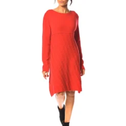 Gebreide Jurk "Hindy" Rood -Exporteren Mooie Look Winkel so cachemire gebreide jurk hindy rood 4