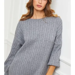 Gebreide Jurk "Holene" Grijs -Exporteren Mooie Look Winkel so cachemire gebreide jurk holene grijs 3