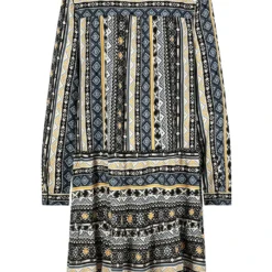 SUBLEVEL Jurk Beige/zwart/blauw -Exporteren Mooie Look Winkel sublevel jurk beige zwart blauw 2