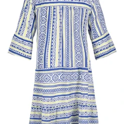 SUBLEVEL Jurk Blauw/crème -Exporteren Mooie Look Winkel sublevel jurk blauw creme 2