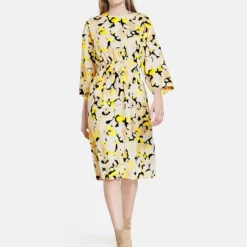 Taifun Jurk Beige/geel/zwart