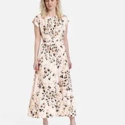 Taifun Jurk Crème/beige/zwart