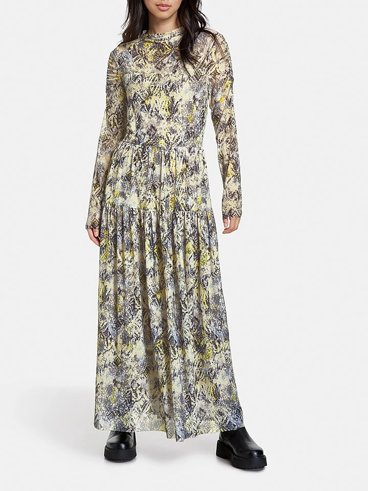 Taifun Jurk Geel/grijs 2 Taifun Jurk Geel/grijs - Afbeelding 2