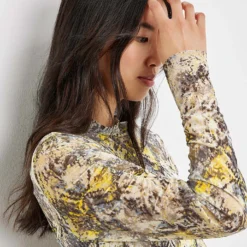 Taifun Jurk Geel/grijs 7 Taifun Jurk Geel/grijs -Exporteren Mooie Look Winkel taifun jurk geel grijs 2