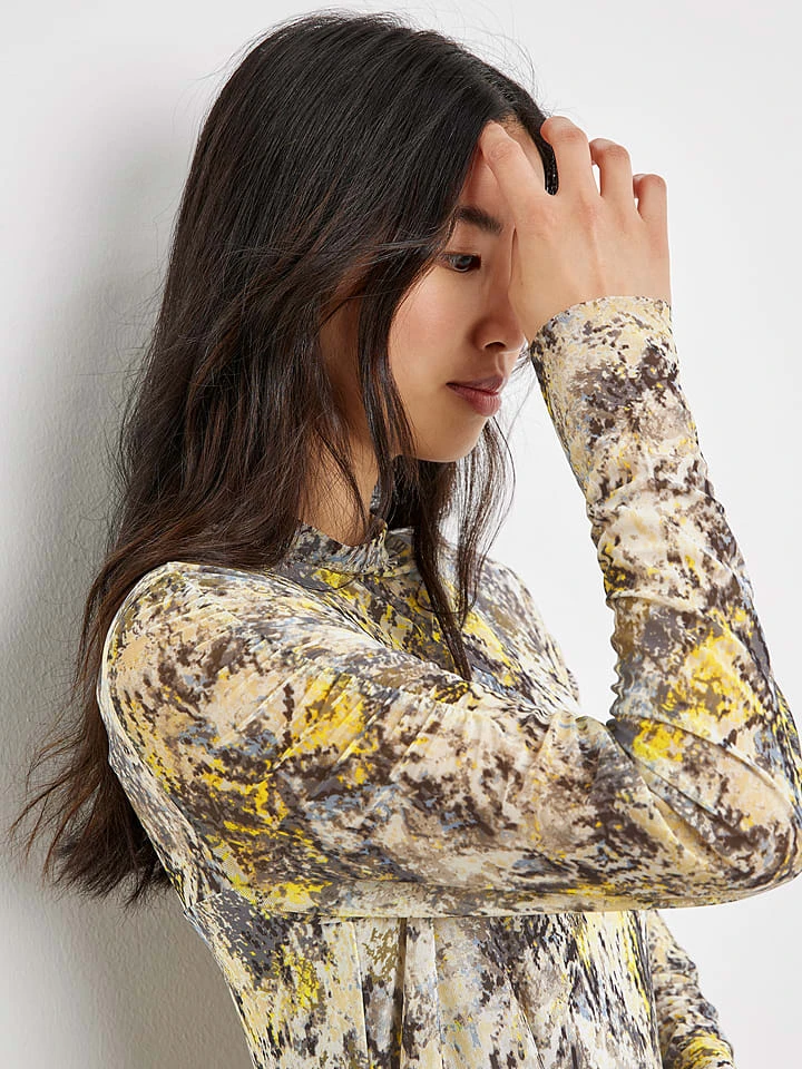 Taifun Jurk Geel/grijs 3 Taifun Jurk Geel/grijs - Afbeelding 3