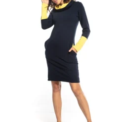 Jurk Donkerblauw/geel