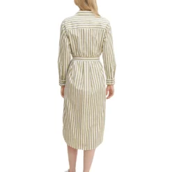 Tom Tailor Jurk Crème/olijfgroen -Exporteren Mooie Look Winkel tom tailor jurk creme olijfgroen 2