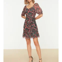 Trendyol Jurk Roze/blauw/zwart