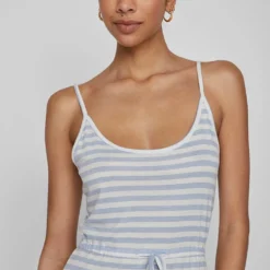 Vila Jurk "Mooney" Lichtblauw/wit -Exporteren Mooie Look Winkel vila jurk mooney lichtblauw wit 4