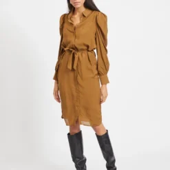 Vila Jurk "Mylta" Lichtbruin -Exporteren Mooie Look Winkel vila jurk mylta lichtbruin 2