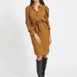 Vila Jurk "Mylta" Lichtbruin -Exporteren Mooie Look Winkel vila jurk mylta lichtbruin 3