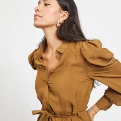 Vila Jurk "Mylta" Lichtbruin -Exporteren Mooie Look Winkel vila jurk mylta lichtbruin 6