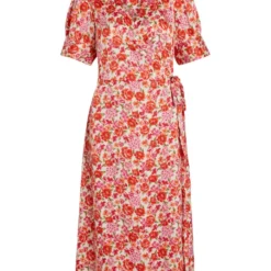 Vila Jurk "Naria" Oranje/meerkleurig -Exporteren Mooie Look Winkel vila jurk naria oranje meerkleurig 2